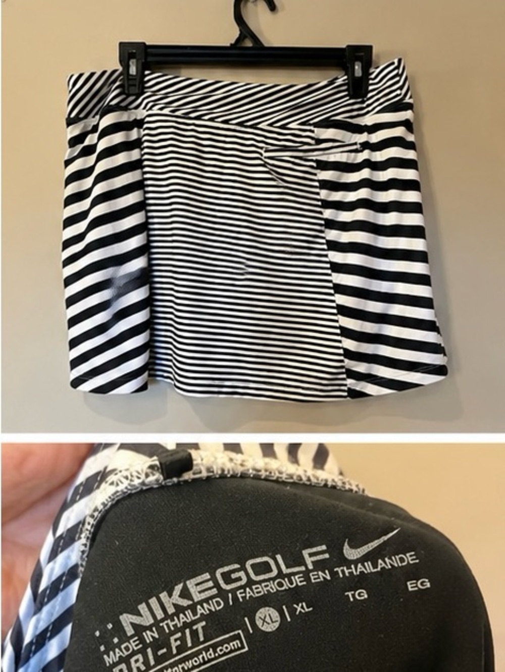 Nike Golf Dri-FIT Skort Women’s XL Black White Striped Tennis/Golf Skirt - Picture 2 of 5